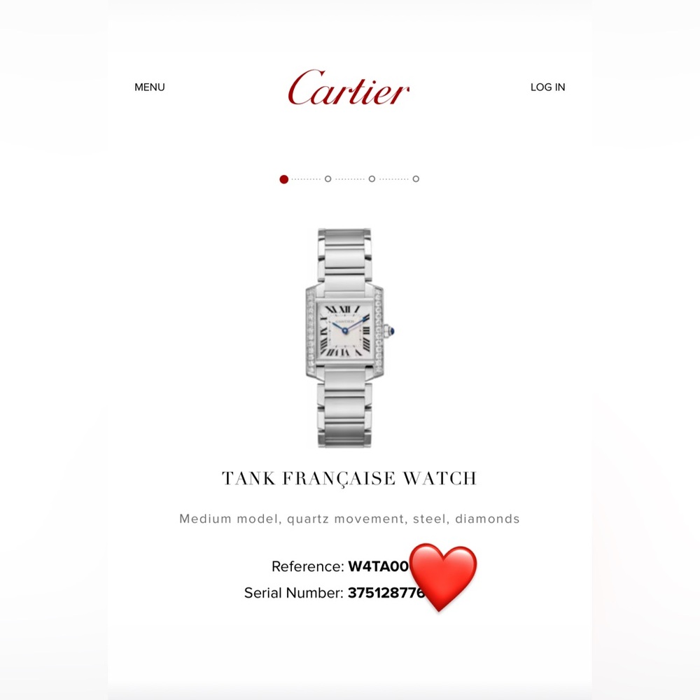 Cartier watch Tank, medium size, stainless steel with diamonds. - Picture 6 of 17